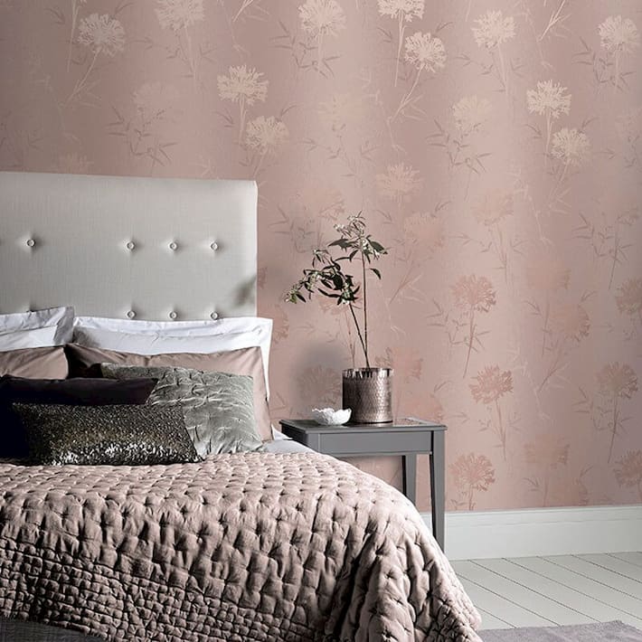 bedroom with wallpaper
