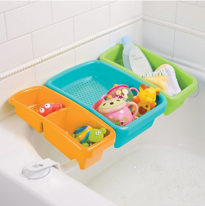 picture of a bath organizer for babies on a tub
