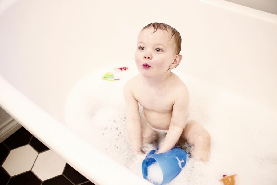 picture of a baby boy in a tub