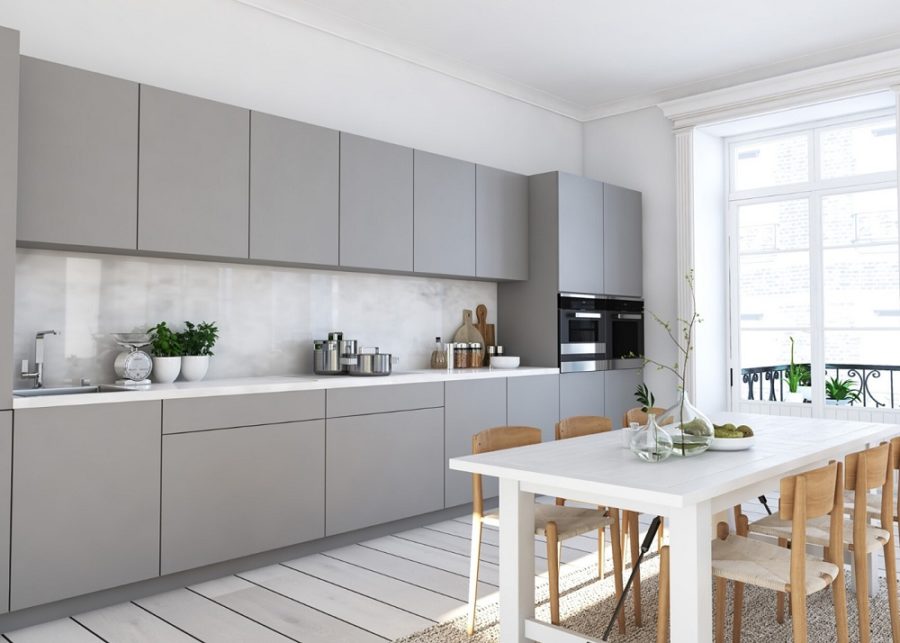picture of a gray modern kitchen