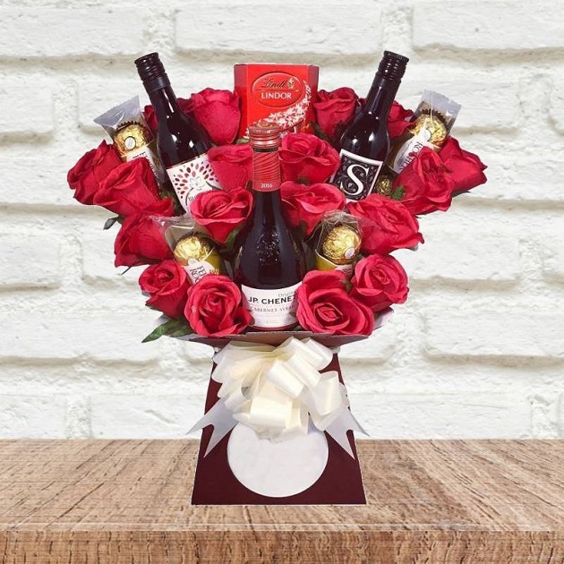 Chocolate Gift Bouquet and Wine