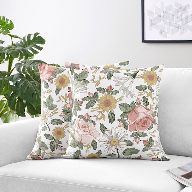 vibrant floral cushion covers.