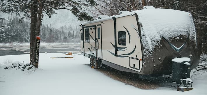 camping in winter with a caravan