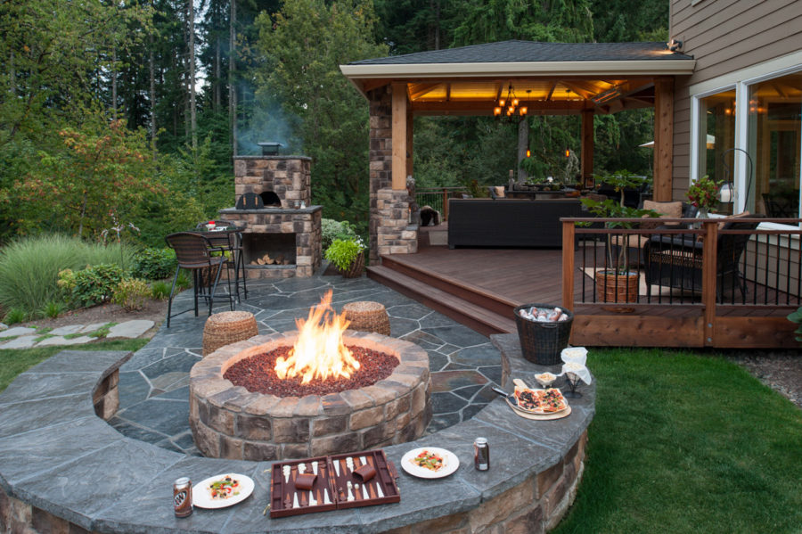 backyard with fire pit
