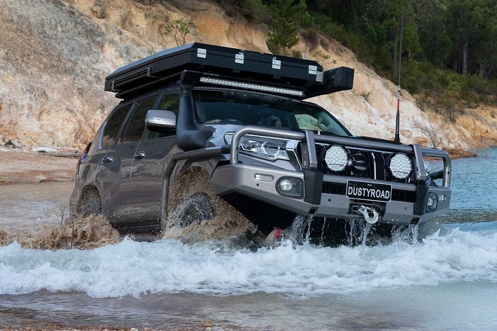 Well protected Toyota Prado driven in water