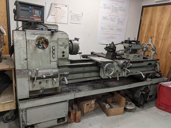 Metal Lathe in a room