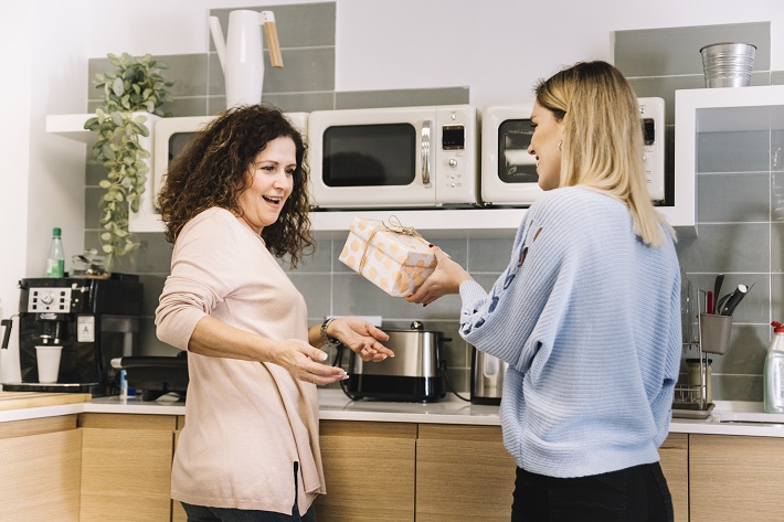 woman receiving kitchen gift