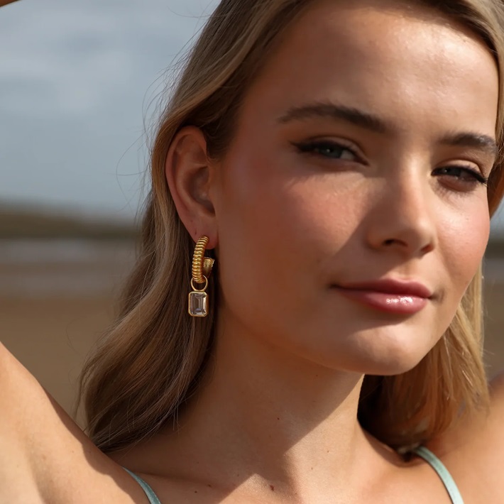 Lola Knight - Dawn - Crystal Charm Drop Bridal Earrings - 18K Gold