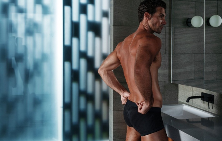 man wearing black underwear